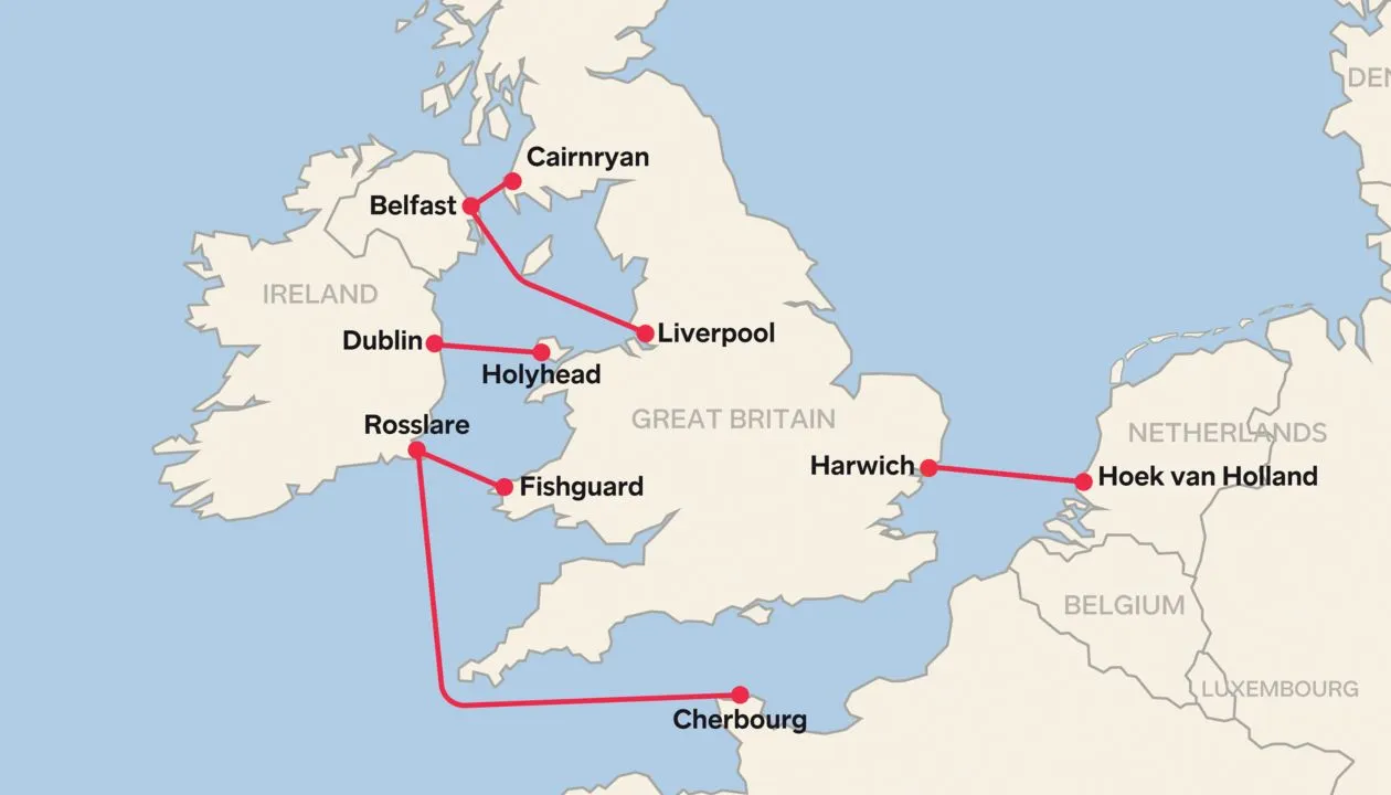Ireland France and The UK Map
